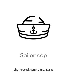sailor cap vector line icon. Simple element illustration. sailor cap outline icon from nautical concept. Can be used for web and mobile