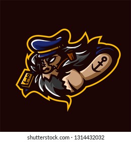 sailor captain esport gaming mascot logo template