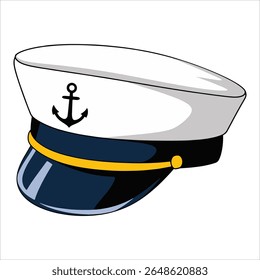 Marinheiro capitão chapéu gráfico vetor plano. Perfeito para projetos navais, de barco e marítimos.