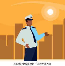sailor captain marine character vector illustration design