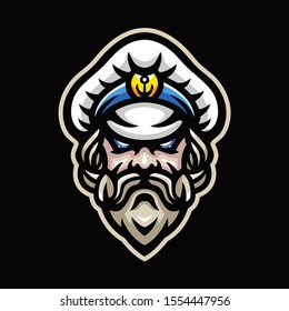 sailor captain mascot logo for team, community, gaming, sport, etc