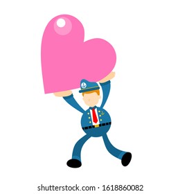 sailor captain navy man gift love heart cartoon doodle flat design style vector illustration