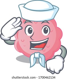 Sailor cartoon character of anaplasma phagocytophilum with white hat