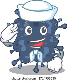 Sailor cartoon character of bacteria neisseria with white hat