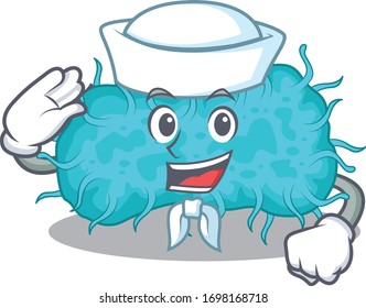 Sailor cartoon character of bacteria prokaryote with white hat