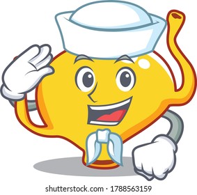 Sailor cartoon character of bladder with white hat