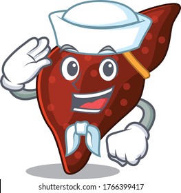 Sailor cartoon character of human cirrhosis liver with white hat