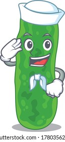 Sailor cartoon character of legionella micdadei with white hat