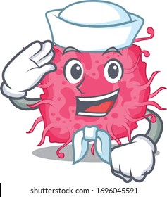 Sailor cartoon character of pathogenic bacteria with white hat