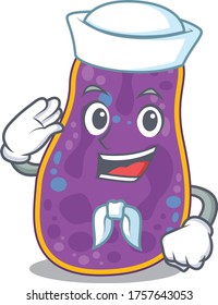 Sailor cartoon character of shigella sp. bacteria with white hat