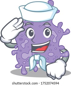Sailor cartoon character of staphylococcus aureus with white hat
