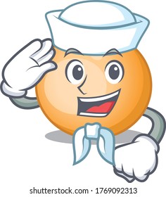 Sailor cartoon character of staphylocuccus aureus with white hat