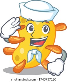 Sailor cartoon character of vibrio with white hat