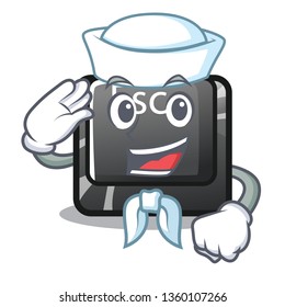 Sailor cartoon esc button attached to computer