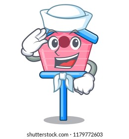 Sailor cartoon little bird house in spring