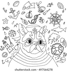 sailor cat coloring