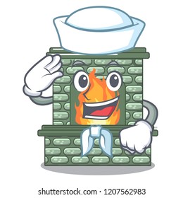 Sailor character fireplace with red brick inside