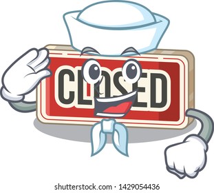Sailor closed sign isolated with the mascot