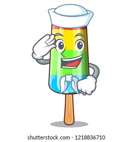 Sailor colorful ice cream sticks on cartoon
