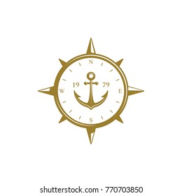 Sailor Compass With Anchor Logo Badge Or Insignia