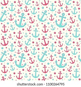 Sailor concept of seamless texture - background with anchors. Vector.