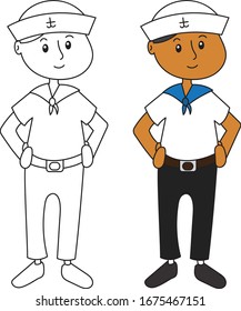 Sailor Cute Cartoon Vector drawing occupation/job
