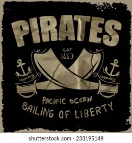 Sailor Design Collection, pirates vector silhouette. 