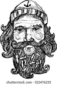 Sailor, fisherman. Vector hand drawn illustration. May be used for t-shirt design. 