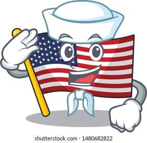 Sailor flag america isolated in the cartoon