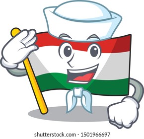 Sailor flag hungary mascot shaped on cartoon