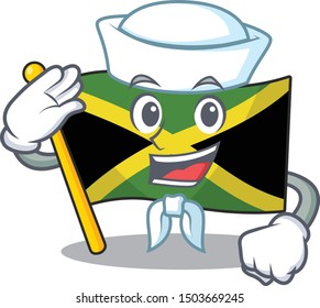 Sailor flag jamaica isolated with the cartoon