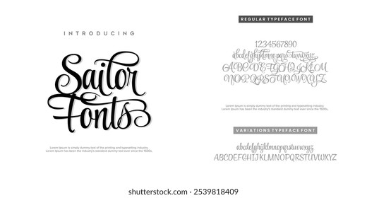 Sailor Fonts Abstract Fashion font alphabet. Minimal modern urban fonts for logo, brand etc. Typography typeface uppercase lowercase and number. vector illustration