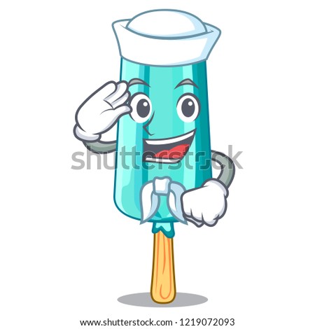 Sailor fruit ice cream on stick cartoon