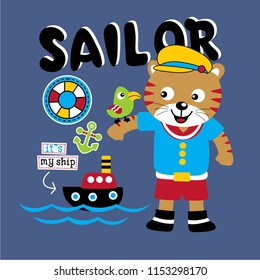 sailor funny animal cartoon,vector illustration