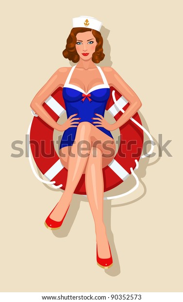 Sailor Girl Pinup Stock Vector Royalty Free 90352573 6491