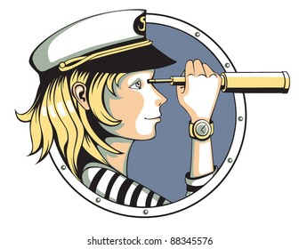 Sailor girl with spyglass