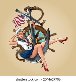 Sailor Girl US Navy Pin-up Girl Version.vector Illustration
All Layers Are Unlocked, Including The Costume Layers.