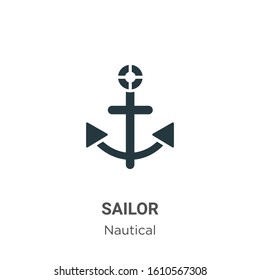 Sailor glyph icon vector on white background. Flat vector sailor icon symbol sign from modern nautical collection for mobile concept and web apps design.