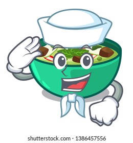 Sailor green churry served in cartoon bowl