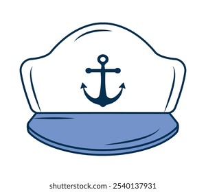 sailor hat with anchor nautical icon isolated