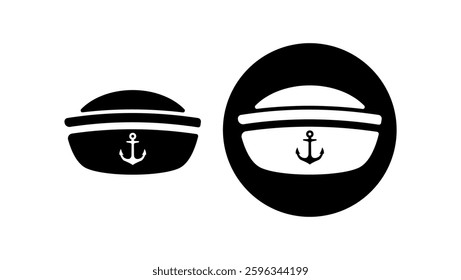 sailor hat, black isolated silhouette 