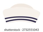 Sailor hat, cap isolated isolated on transparent background. Hand drawn flat vector illustration. Kids nautical design clip art, accessory, naval uniform, clothes element