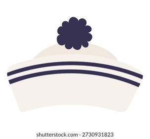 Chapéu de marinheiro, boné isolado no fundo transparente. Mão desenhada ilustração vetorial plana. Kids náutico design clip art, acessório, uniforme naval, elemento de roupas