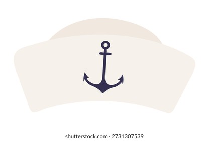 Sailor hat, cap isolated isolated on transparent background. Hand drawn flat vector illustration. Kids nautical design clip art, accessory, naval uniform, clothes element