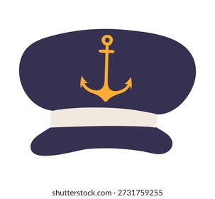 Chapéu de marinheiro, boné isolado no fundo transparente. Mão desenhada ilustração vetorial plana. Kids náutico design clip art, acessório, uniforme naval, elemento de roupas