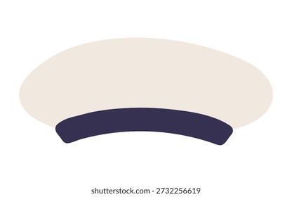 Sailor hat, cap isolated isolated on transparent background. Hand drawn flat vector illustration. Kids nautical design clip art, accessory, naval uniform, clothes element