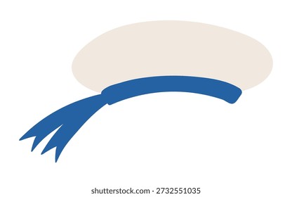 Sailor hat, cap isolated isolated on transparent background. Hand drawn flat vector illustration. Kids nautical design clip art, accessory, naval uniform, clothes element