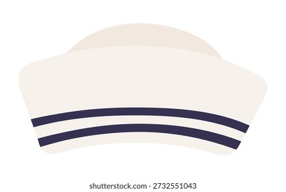 Sailor hat, cap isolated isolated on transparent background. Hand drawn flat vector illustration. Kids nautical design clip art, accessory, naval uniform, clothes element