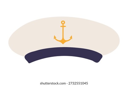 Chapéu de marinheiro, boné isolado no fundo transparente. Mão desenhada ilustração vetorial plana. Kids náutico design clip art, acessório, uniforme naval, elemento de roupas