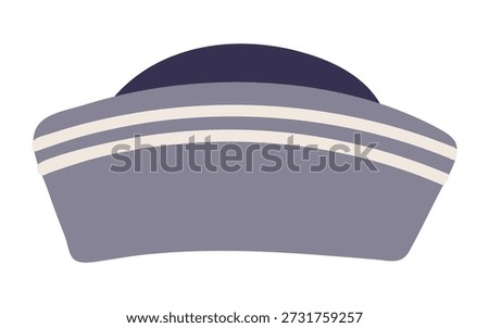 Sailor hat, cap isolated isolated on transparent background. Hand drawn flat vector illustration. Kids nautical design clip art, accessory, naval uniform, clothes element
